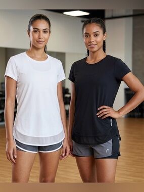 Head Short Sleeve Active Lightweight Shirt 2 Pack Mesh Hem Size M